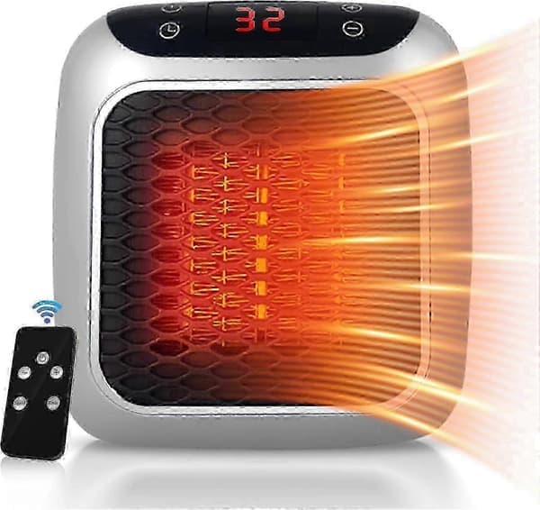 Portabel 800W Keramisk Värmare med Fjärrkontroll, Timer, LED-Display & 2 Värmelägen