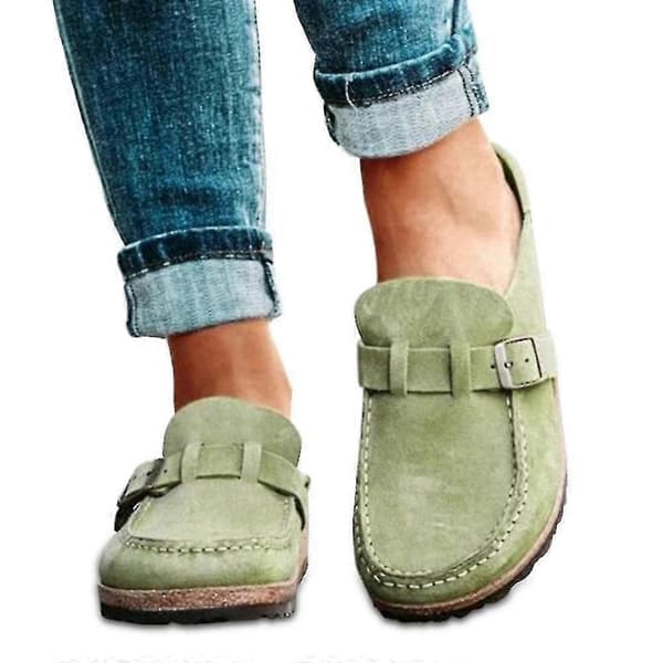 Dam Bekväma Tofflor i Mocka Slip On Sandaler Sommar Hemmakontorsskor