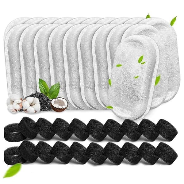 40 st Katten Vattenfontän Filter för 67oz/2L och 108/3.2L Rostfritt Stål Djurfontän Katten Ersättningsfilter Svampar