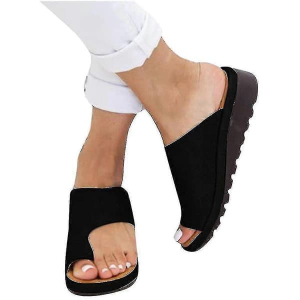 Ortopediska Sandaler för Hallux Valgus, Bekväma Damskor med Plattformsula i PU-läder