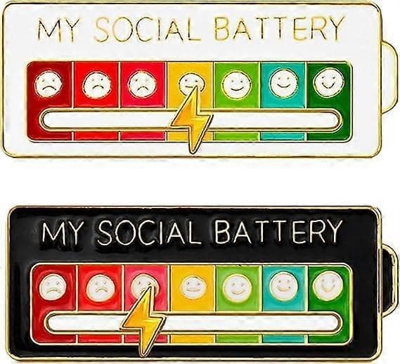 2 st MY SOCIAL BATTERY, Rolig broschnål för 7 dagar, Nål Rolig Social Battery Broschmärke Mood Pin Badge Söt