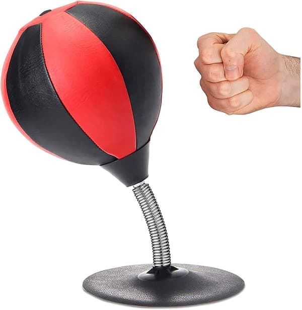 Punch Pal: Kraftig skrivbordsboxningssäck, stressreducerande leksak, uppblåsbar skrivbordsboxningsboll, enkel installation, högkvalitativa material