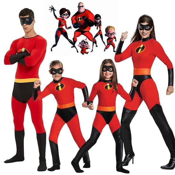 The Incredibles Kostym Jack Parr Cosplay Jumpsuit Incredibles Bob Parr Cosplay Vuxen Barn Bodysuit Mask Dräkt Halloween Kostym _iu -a Kvinna-WELLNGS