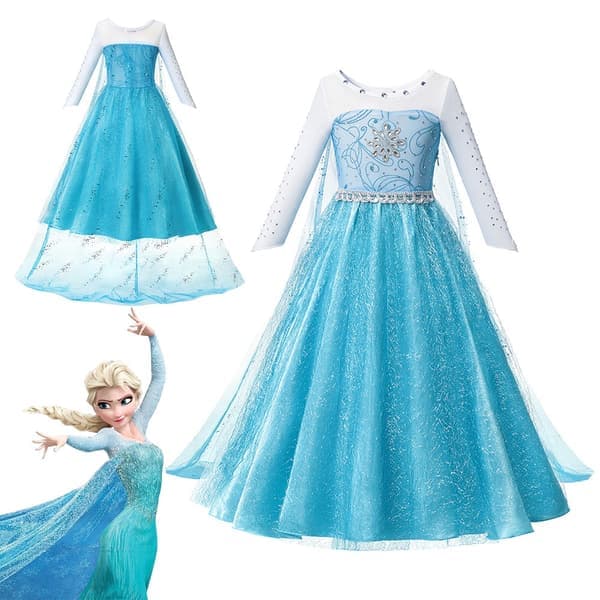 Snödrottning Elsa Anna Rollspel Prinsessklänning Kostym \"Frozen\" Flickor Halloween Jul Karneval Fest Fancy Dress Kostym 1 Elsa Klänning-WELLNGS