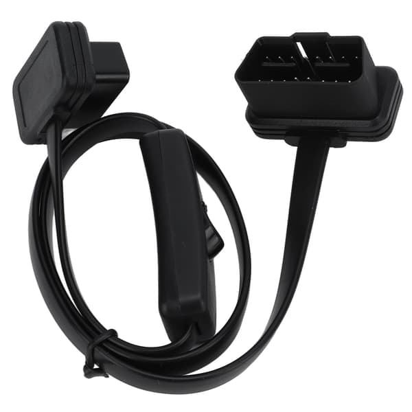 Svart Hane 16-Pin Diagnostisk Platt Sladdadapter Kontakt Hona 8 Kärnor OBD2 Förlängningskabel med Strömbrytare