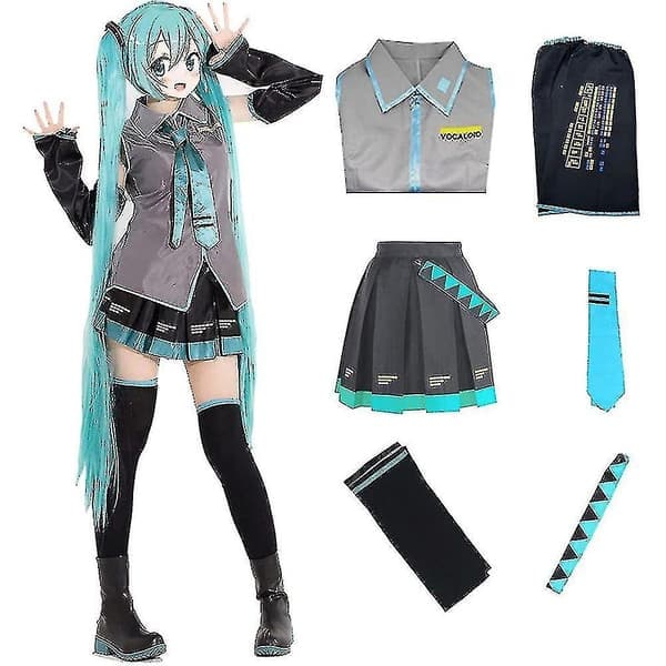 Set Hatsune Miku Cosplay Kostym Dam Scenframträdande Falsk Tecknad Figur Uniform Halloweenfest-Xin[GPA]
