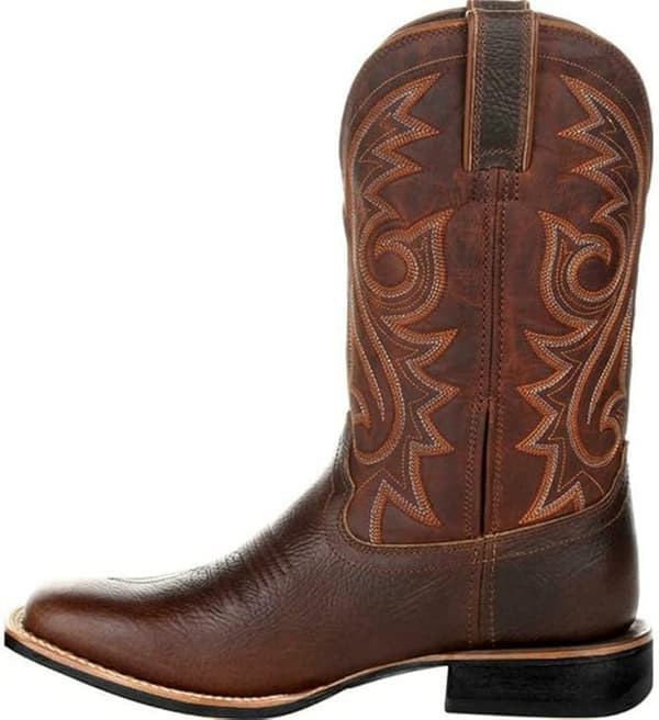 Herr- och Damsport Bred Fyrkantig Tå Western Cowboy Boots brun
