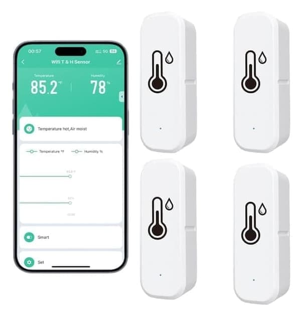 4-pack Smart WiFi Termometer Hygrometer med App-aviseringar & Fjärrövervakning[GPA]