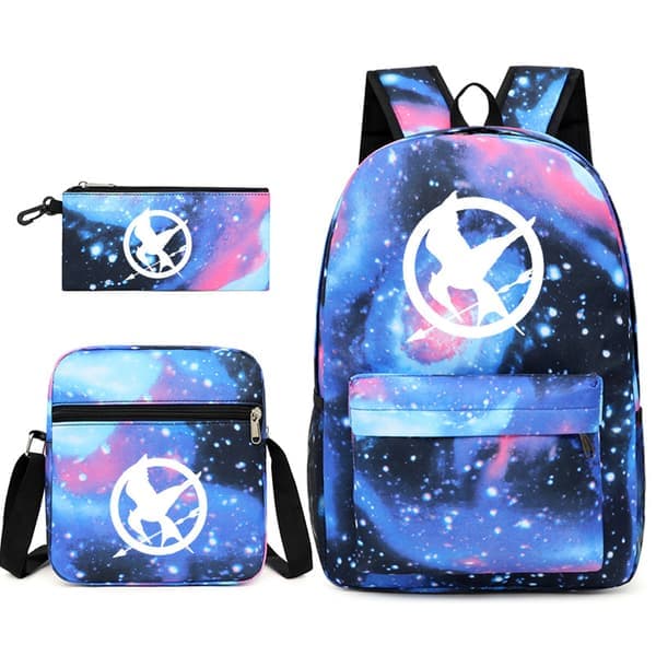 The Hunger Games Stjärnklar Himmel Ungdomsstudent Ryggsäck för Män och Kvinnor Reseryggsäck Tredelat Set