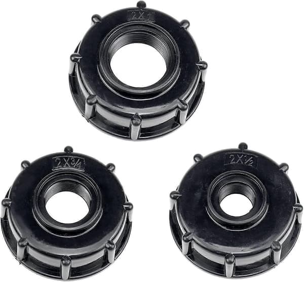 3 st IBC Avtappningstank Adapter Plast Vattentanklock till S60x6 IBC Tjocka Gängor Kranar, 1/2 3/4 1 Tum Svart