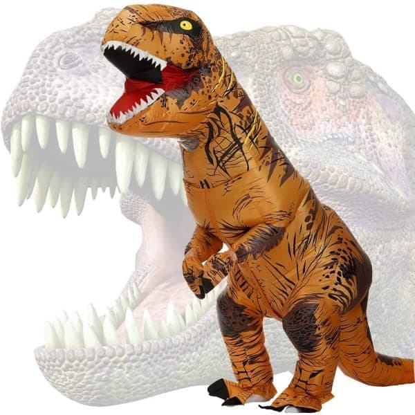 (Brun) Tyrannosaurus Rex Dräkt Vuxen Dinosauriedräkt Uppblåsbar