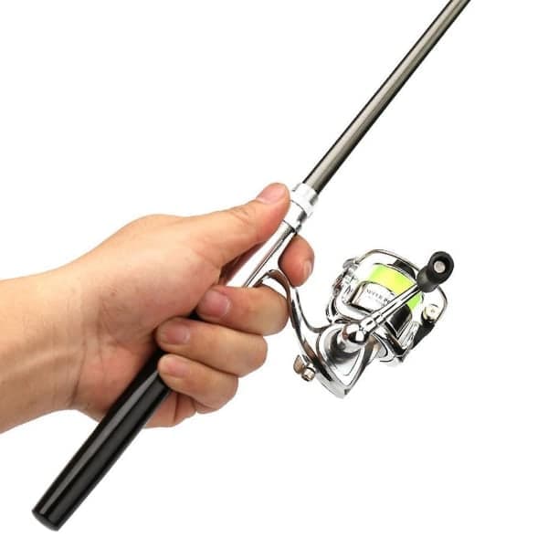 1M / 1,4M ficka Hopfällbart fiskespö Rulle Combo Mini Pen Fiske Spö Kit Teleskopfiske silver 1M