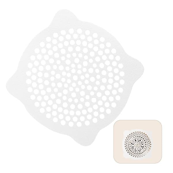 30-pack engångs hårfångare för duschbrunn, vattentätt klistermärke för duschbrunnsnät, hårfångare för kök, badrum, badkar, 15 x 15 cm