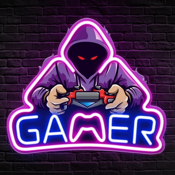 Gamer Neonskylt, UV-tryckt Gaming Neonskylt för Gamer Rumsdekor - LED Videospels Neonskyltar för Sovrum, Gaming Väggdekor - Bästa Gamer Presenter