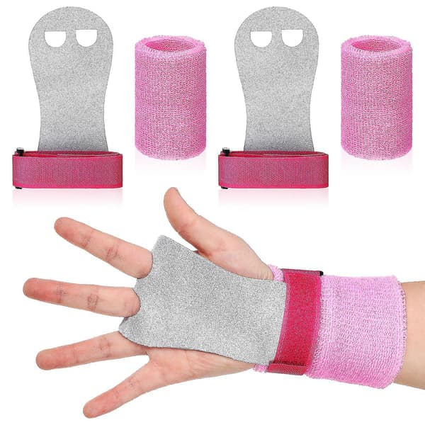 4 st gymnastikgrepp och armband Bargrepp Handflatsskydd och handledsstödsband för träningsövningar för barn（Som visat）