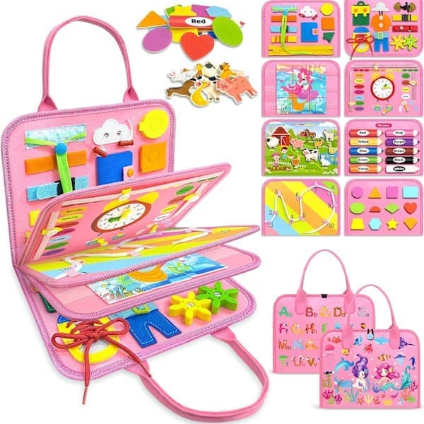 Montessori Busy Board Toy - Sensorisk Reseaktivitetsbok för Småbarn & Barn[JUN]