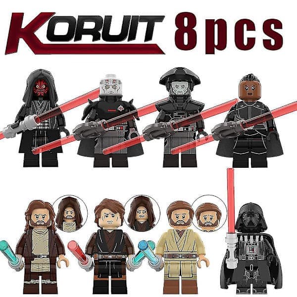 8 st Star Wars-serie Figurer Anakin Skywalker Darthmaul Obi-wan Minifigur Monterade Mini Byggklossar Actionfigurer Leksak Barnpresent