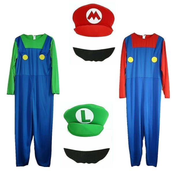 Super ario Bros. Maskeradkostym för Vuxna Män Cosplay Kostym Röd M