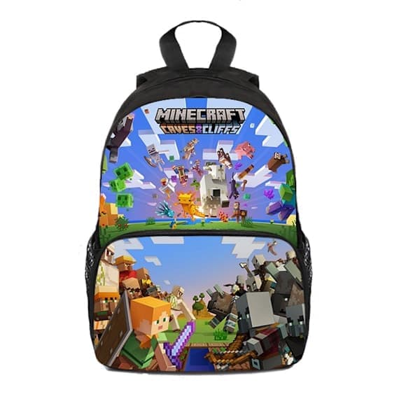 Minecraft Ryggsäck för Barn Skolväska Ryggsäck Karaktär Väska E