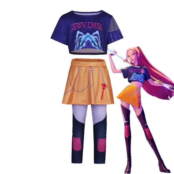 Halloween Demon Slayer Cosplay Kostym | K-Demon Slayer Mira Zoi Rumy Anime Outfit Familj Par Cosplay Rumi (jacka + foder + shorts) 140
