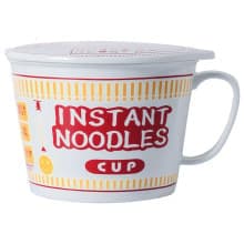 Porslin Snabbnudelskål Mugg med Handtag 1000 ml - En Originell 14 cm X 11 cm Ramen Skål med Lock (Röd)