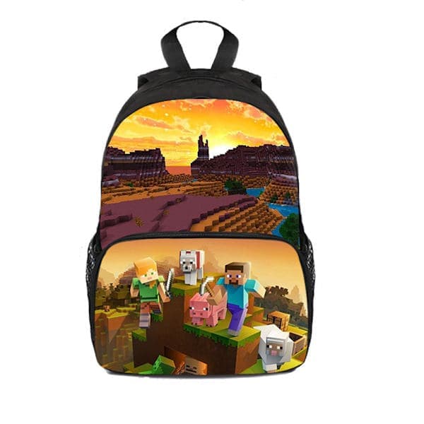 Minecraft Ryggsäck för Barn Skolväska Ryggsäck Karaktär Väska A