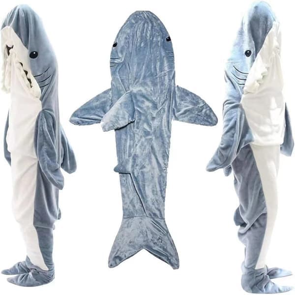 Hajfilt, Hajfilt Hoodie Onesie, Hajpyjamas Blå XL