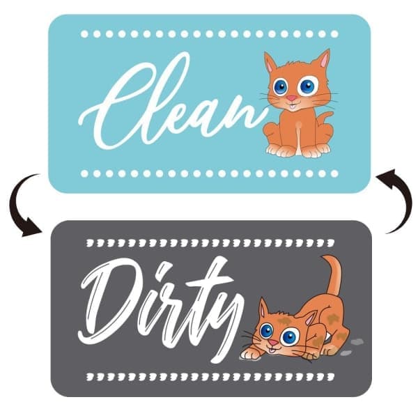 Magnetisk skylt för diskmaskin - CLEAN/DIRTY - Dubbelsidig skylt