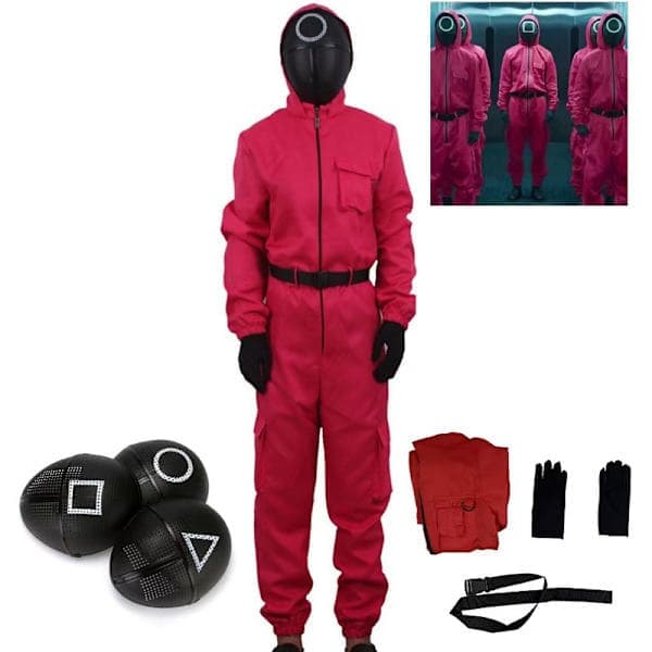 Barn Unisex Squid Game 2 Kostym Cosplay Jumpsuit + Squid Game Mask Halloween Outfit Gåvor Party 7-9 år cirkel