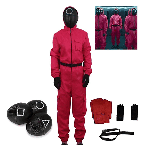 Barn Halloween Squid Game Cosplay Jumpsuit Cosplay Kostymset - HZ red + triangle mask