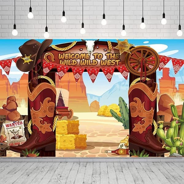 Western Cowboy Bakgrund Vilda Västern Cowboy Tema Festbanderoll Öken Kaktus Rustik Trä Efterlyst Skylt Bakgrund Vilda Västern Festbanderoll