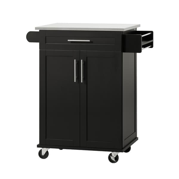 SoBuy Köksvagn med 1 låda i svart 78x46x90cm, funktionell FKW110-SCH