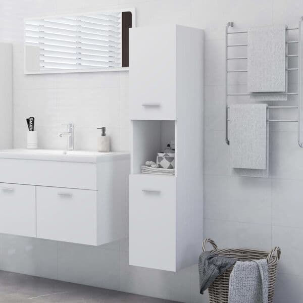 vidaXL Badrumsskåp vit 30x30x130 cm konstruerat trä