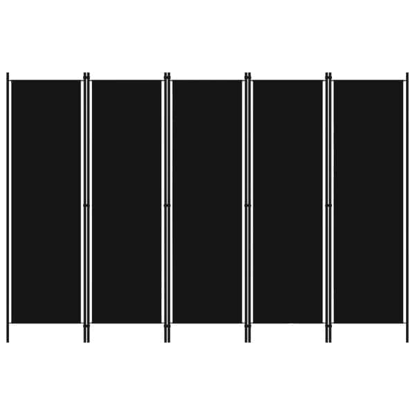 vidaXL Rumsavdelare 5 paneler svart 250x180 cm