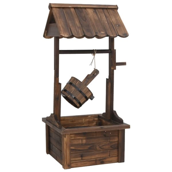 vidaXL Vattenbrunn med pump 57x50x112 cm massivt granträ