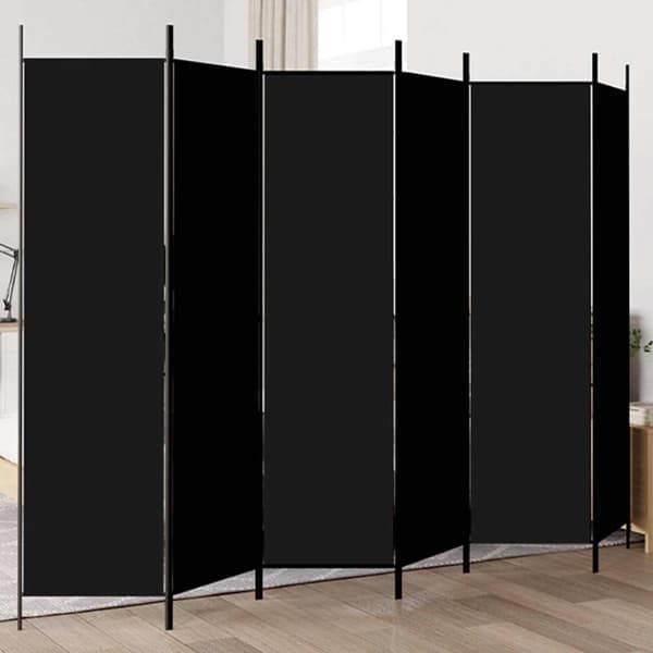 vidaXL Rumsavdelare 6 paneler svart 300x200 cm tyg