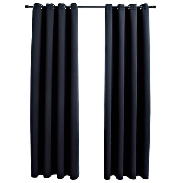 vidaXL Mörkläggningsgardiner med metallringar 2 st svart 140x225 cm