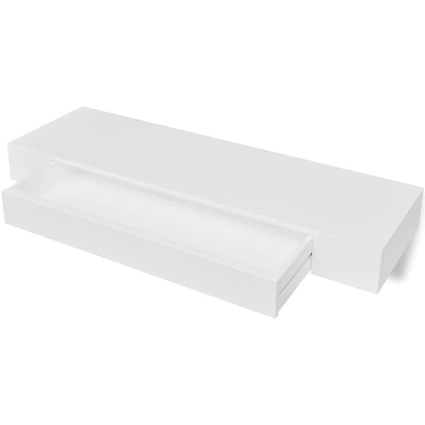 vidaXL Flytande vägghylla med låda MDF 80x25x8cm vit