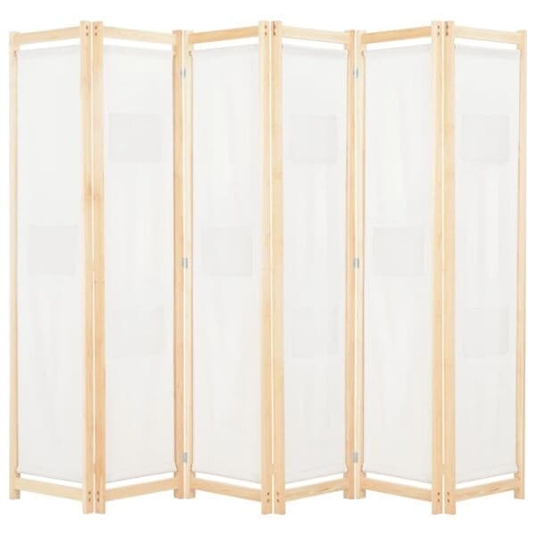 vidaXL Rumsavdelare 6 paneler 240x170x4 cm gräddvit tyg