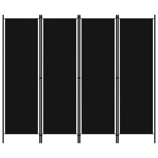 vidaXL Rumsavdelare 4 paneler svart 200x180 cm