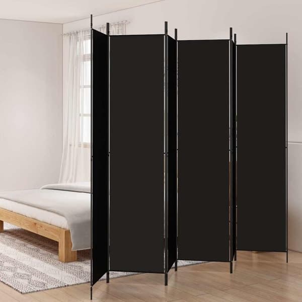 vidaXL Rumsavdelare 6 paneler svart 300x220 cm tyg