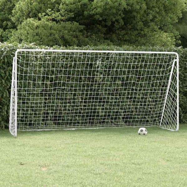 vidaXL Fotbollsmål med nät vit 366x122x182 cm stål