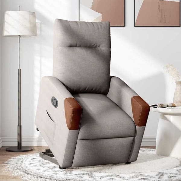 vidaXL Reclinerfåtölj med uppresningshjälp taupe tyg