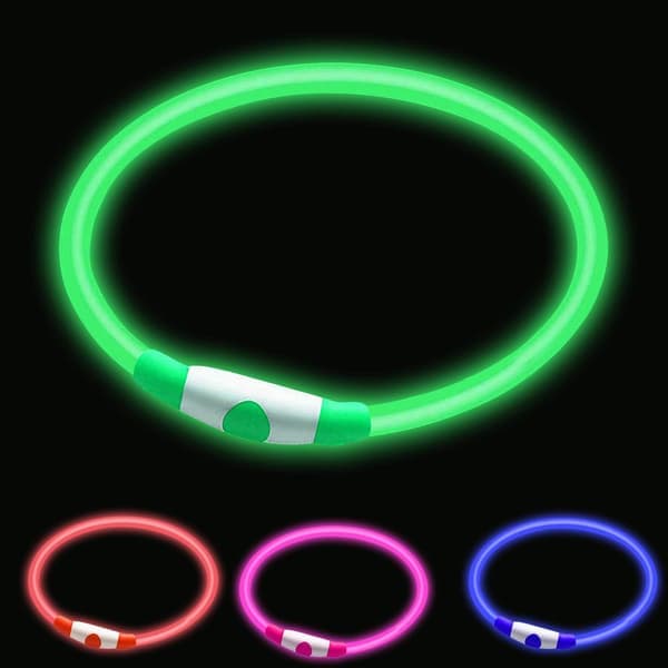 LED Hundhalsband, Självlysande Halsband för Hundar, Ultraljusa USB Uppladdningsbara Klipp till Passform Alla Storlekar - Uppladdningsbart Batteri -