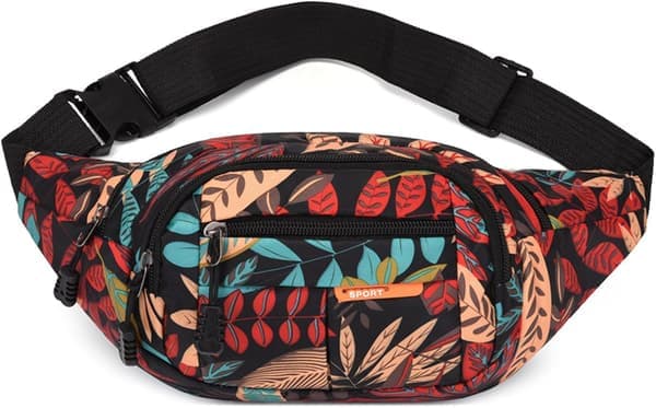 Midjeväska Fanny Pack Bumbags för damer Kvinnor Unisex Röd Midjeväska med 4 Fickor med Dragkedja Justerbart Bälte Vattentät Bumbag