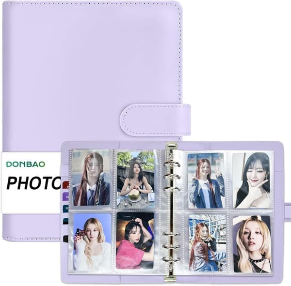 A5 Kpop fotokortpärm, 6-ringspärm samlaralbum med 240 kortplatser, PU-läderomslag för organisering av K-Pop, samlarkort, spelkort &