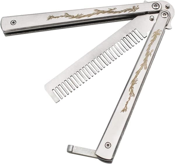 Fjärilskam i rostfritt stål Vikkam Balisong Metallkam T