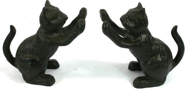 Set med 2 Bokstöd/Dörrstopp i Gjutjärn med Kattmotiv - Lekfull Design för Katt- och Bokälskare
