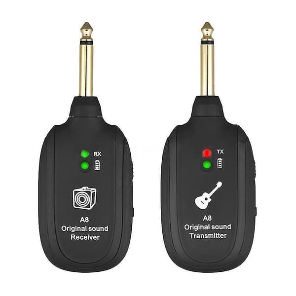 Trådlöst gitarröverföringssystem Elektrisk gitarr Trådlös pickup Trådlös sändtagare A8 Gitarr Trådlös mottagare