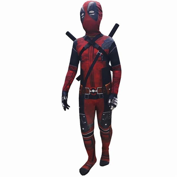 Deadpool-dräkter för barn, Halloween-utklädnad Cosplay-fest Deadpool-dräkt, Barn Deadpool-body Jumpsuit Cosplay-set 5-13 år V[ZHE]